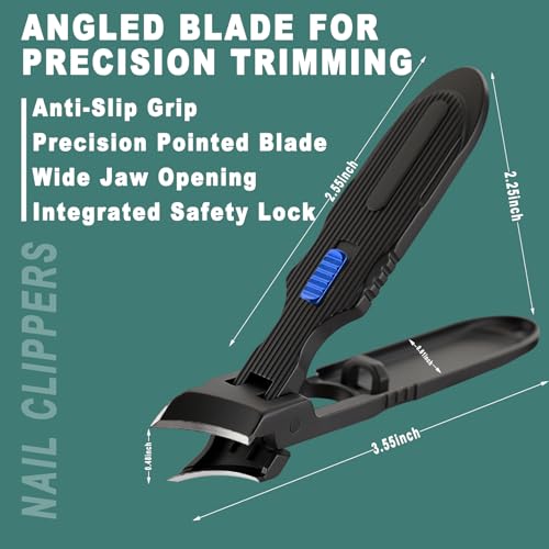 Heavy Duty Nail Clipper Set for Thick Nails Seniors, Toenail and Fingernail Clippers 5-Piece Grooming Kit with Long Handle Toenail Cutter & Slant Edge Trimmer, Unique Gift Ideas for Men and Women