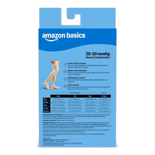 Amazon Basics Medical Compression Stockings, Women & Men, Beige, Small