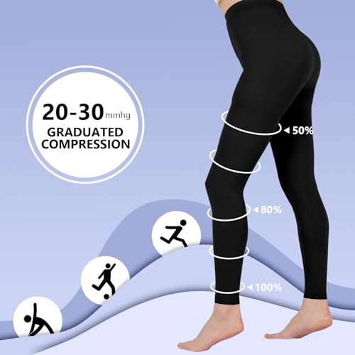 Compression Pantyhose for Women, 20-30 mmHg Compression Tights Small Black