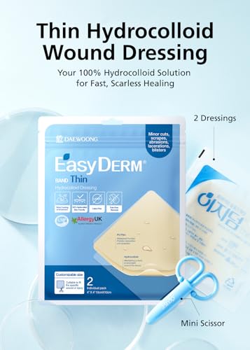 EasyDerm Thin Hydrocolloid Wound Dressing 1 Pack(2ea) - 4"x4" -Healing Care 1 Pack(2 Dressings)