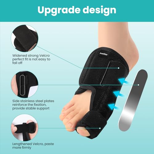 Promifun Toe Splint for Broken Toes - Big Toe Splint for Women & Men - Support Brace for Day & Night Use - Bunion Corrector - 1 Pair Black