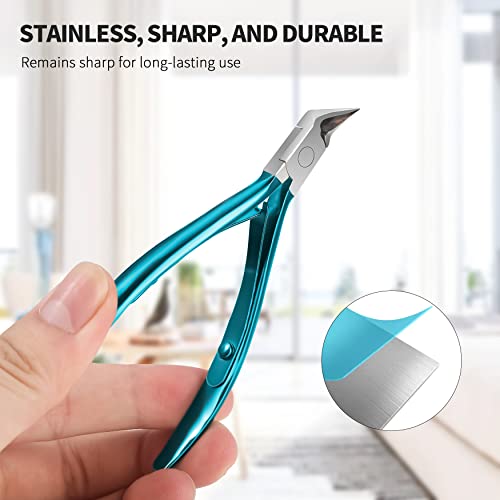 FERYES Toenail Clipper Straight Blade for Ingrown and Thick Nails - Stainless Steel and Sharp Pointed Tip Ingrown Nail Clipper – Wide Jaw Toe Nail Cutter Podiatry Tool Peacock Green 1 PCS Peacock Green Straight Blade