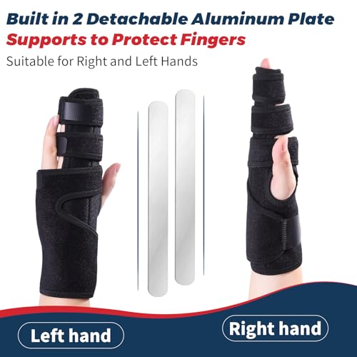 lefeke Trigger Finger Splint, 3 Fingers Brace for Index, Middle, Ring or Little Finger, Adjustable Hand Splint for Broken Fingers, Finger straightener for Arthritis Contractures(Right) Right