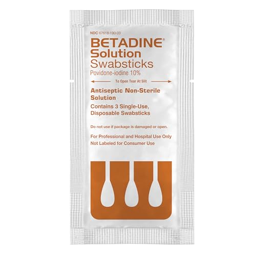 Betadine 10% Povidone-Iodine Swabsticks - 75 Single Use Sticks, Topical Antiseptic Brown Solution Swabstick 3ct (Box of 25) 75 Count (Pack of 1)