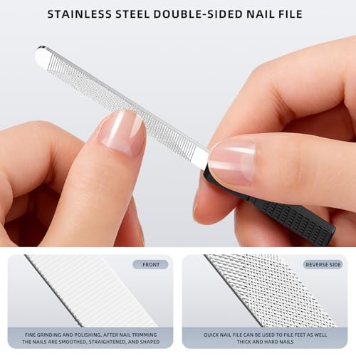 Nail Clippers Set, Ultra Sharp Stainless Steel Fingernail & Toenail Clippers with Nail File, Ergonomic Heavy Duty Nail Cutter Kit with Tin Case, Professional Manicure Grooming Set for Men Women