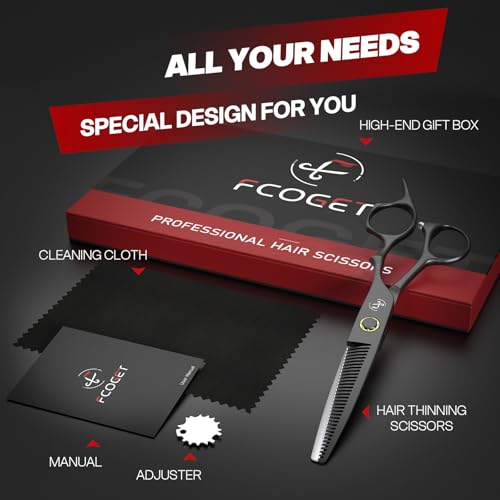 Professional Thinning Shears, High-End Japanese 440C Stainless Steel Hair Cutting Scissors with Sharp Edge Blades, 6.8 inch Hair Cutting Shears, Right Hand Hair Scissors for Salon, Home, Pet Black
