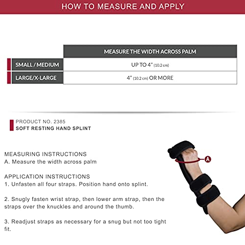 OTC Soft Resting Hand Splint, Night Immobilizer for Wrist, Fingers and Thumb, Stroke Hand, Black, Large/X-Large Large - X-Large Left Hand