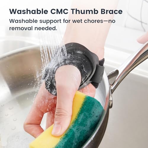 CMC Thumb Support Brace Splint for Osteoarthritis - Dual Density Support, with Firm Wrist Strap for CMC Joint Stabilization, Pain Relief for Women and Men (Left Hand, Black, L) Left Hand-Black Large