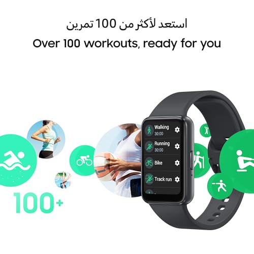 SAMSUNG Galaxy FIT 3 [2025, 40MM] 1.6" AMOLED Display | IP68 Water Resistant | 14 Days Battery Life | 100+ Watchfaces | 100+ Exercise Modes | International Model (Fast Charger Bundle, Black)
