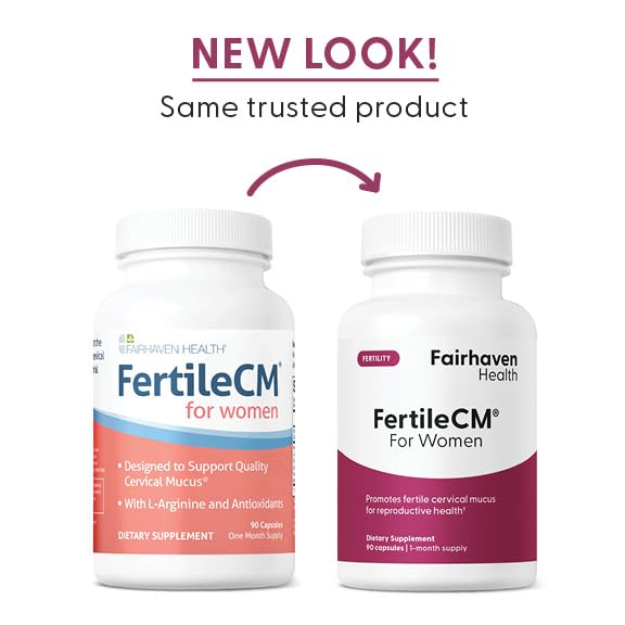 Fairhaven Health FertileCM Fertility Supplement for Women, Capsules - Fertile Cervical Mucus, Ovulation Cycle, Includes L-Arginine, N-Acetyl-Cysteine, Grape Seed Extract and Vitamin C - 90 Capsules