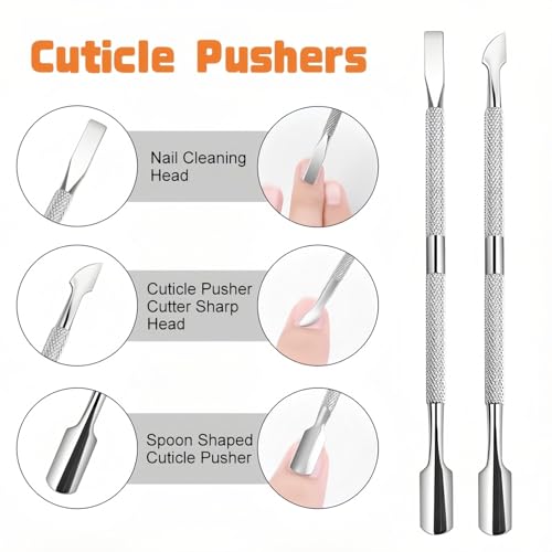 Professional Cuticle Trimmer & Nipper Set - Stainless Steel Hangnail Remover Tool with Mini Cuticle Pusher and Clippers for Precise Manicure, Pedicure, and Nail Care