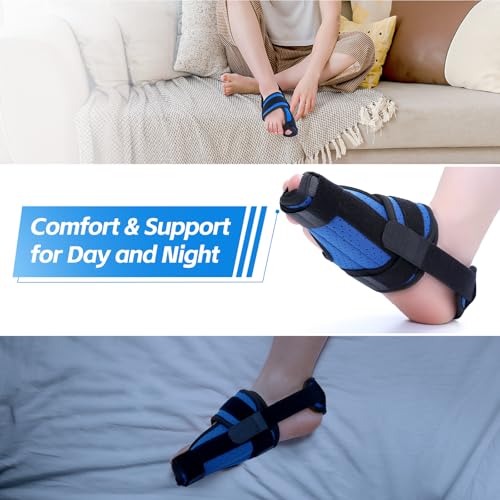 Big Toe Brace Splint for Broken, Turf Toe, Fracture, Arthritis, Sprains, Support for Women & Men, with 2 Removable Metal Plates - Blue Left