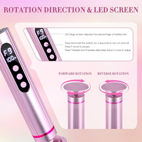 Electric Foot Callus Remover, 2 in 1 Callus Remover for Feet, 9 Adjustable Speeds with Sandpaper Disk and Nail Drill Bits, Digital Display, Rechargeable Pedicure Tools for Dead Skin(Pink) Pink