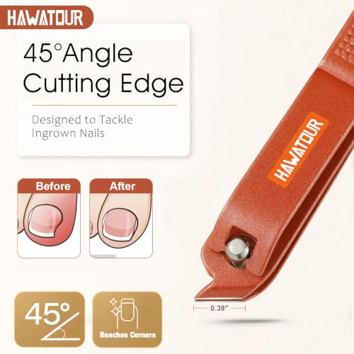 HAWATOUR 4 Pcs Nail Clippers Set with Nail File, Terracotta Red
