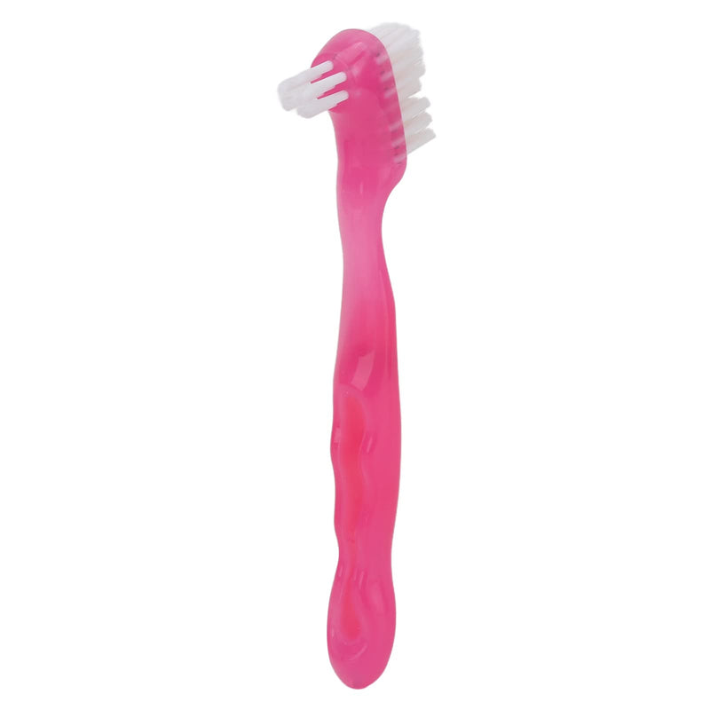 HURRISE Denture Brush, Denture Toothbrush False Teeth Brush, False Teeth Brush, Dirt Removal, Plaque Removal Ergonomic Double Sided Soft Hair Portable Professional () Pink