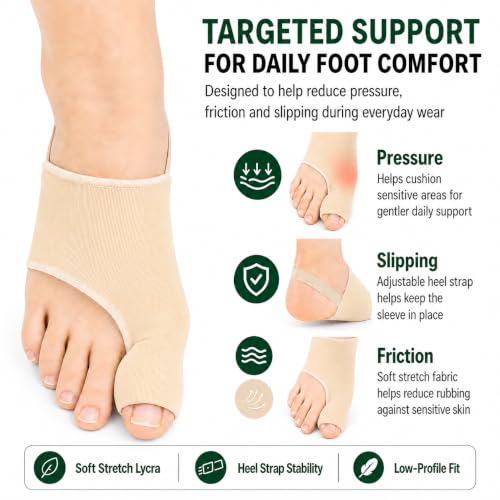 Bunion Corrector Sleeve for Women & Men, 1 Pair Beige Small