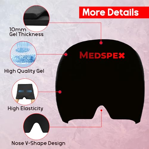 Migraine Relief Cap [One Size] Headache Relief Cap for Cooling Ice Head Wrap, Hot/Cold Therapy Compression Gel Sinus Cover |Head Wrap for Tension, Puffy Eyes |Healthcare Hot & Cold Therapies Black - Head