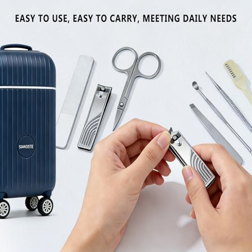 Nail Clippers Set, 8-in-1 Nail Clipper Set in Mini Travel Case, Ultra-Sharp Stainless Steel Manicure & Pedicure Kit, Portable Grooming Tools for Men, Women, Car Console & Gifts, Blue