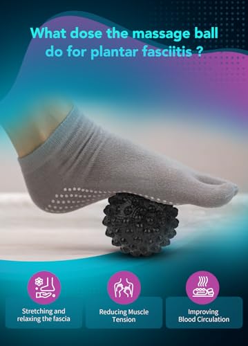 Plantar Fasciitis Night Splint with Massage Ball for Plantar Fasciitis Relief, Comfortable Plantar Fasciitis Brace for Achilles Tendonitis Heal Spur Foot-drop Flat-arch, Free Size for Men and Women - Black, 1 Pack Black-1 Pack
