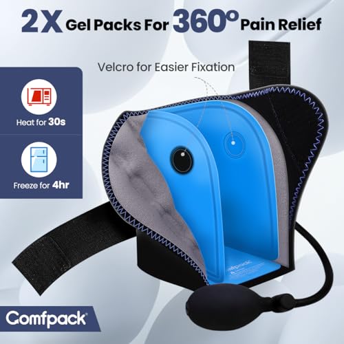 Comfpack Compression Ankle Ice Pack Wrap for Sprain & Shoulder Ice Pack with Compression for Rotator Cuff Cold Therapy