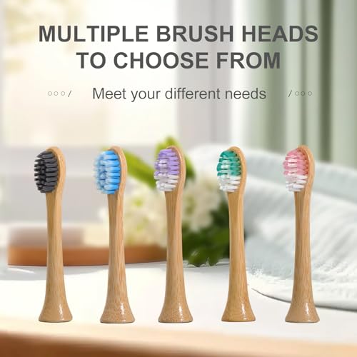 Bamboo Brush Heads for MgcSto Ultrasonic Electric Toothbrush 8 Pack Heads 100% Natural Bamboo Base