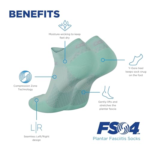 OrthoSleeve FS4 Orthotic Plantar Fasciitis Socks For Men & Women, Compression Socks for Plantar Fasciitis Relief & Achilles Tendonitis Support (White No-Show, Medium) White No-Show