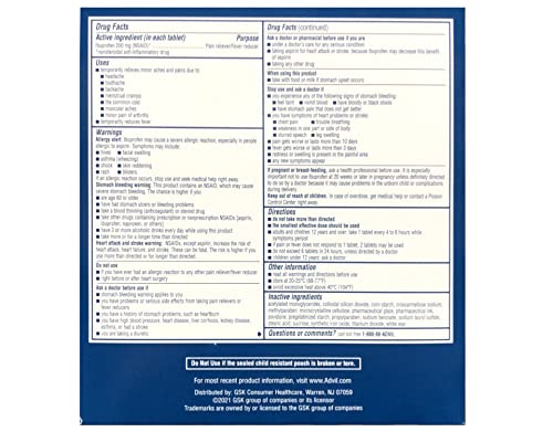 Advil Pain Reliever/Fever Reducer Coated Tablet Refill
