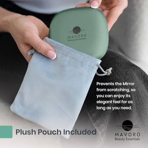 Mavoro LED Compact Makeup Mirror | 1x/10x | USB-C Charging | Serene Mint
