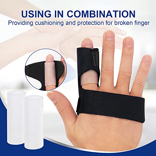 Promifun Finger Braces, 2 Pack Trigger Finger Splints for Straightening, Mallet Finger and Broken Finger, Finger Straighteners Provide Support and Relieve Pain - Black
