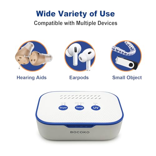 Electronic Ultra Violet C Hearing Aid Dehumidifier Automatic Dryer Case for Hearing Amplifier Removes Sweat & Moisture from Hearing Aids