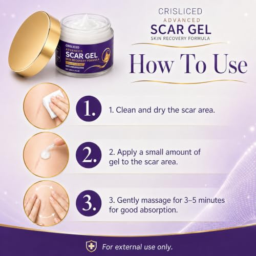 Silicone Scar Gel for Old & New Scars Advanced Scar Care Cream with Dimethicone Helps Improve the Appearance of Surgical Scars C-Section Scars Acne Marks Stretch Marks & Burns 1.70OZ (50ML) 50ML