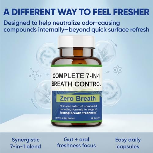 Zero Breath Capsules, Zero Breath 7 in 1 Bad Breath Solution with Organic Chlorophyllin, Natural Mint Extract, Magnesium Citrate and More
