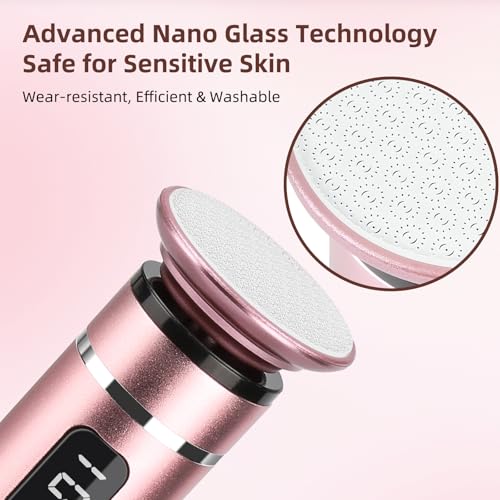 Cordless Electric Foot File & Callus Remover - Professional Pedicure Tool with 4 Nano Glass Grinding Heads, Dead Skin Remover for Cracked Heels and Rough Feet - Rechargeable Foot Sander