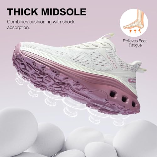 Women's Wide Walking Shoes (Runs Large: Order Size Down) Comfortable Cushioned Running Tennis Sneaker with Arch Support Sports Footwear for Gym Workout 8 Wide Beige/Pink