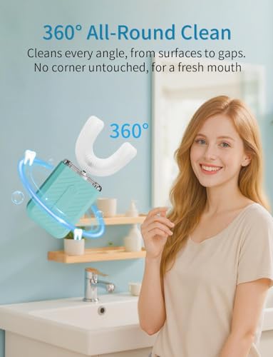 U-Shaped Electric Toothbrush for Adults, U Toothbrush with 4 Modes & 60-Second Clean, Magnetic Contact Charging