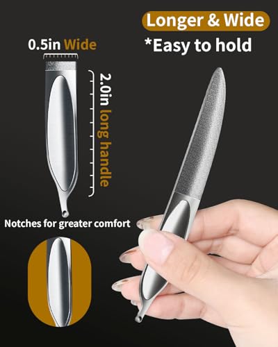EBEWANLI Curved Nail File, Toenail File for Thick Toenails, 4.9inch Double Sided Metal Nail File, Stainless Steels Toe Nail Files for Thick Nails, Heavy Duty Fingernail File for Men and Woman