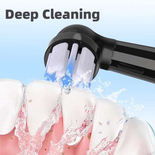 8 Pack IO Replacement Brush Heads Compatible with Oral B iO 2/3/4/5/6/7/8/9/10/Deep Clean Series Electric Toothbrushes, Medium-Hard Bristles IO Toothbrush Head Compatible with Oral B (Black) Black 8 Count (Pack of 1)