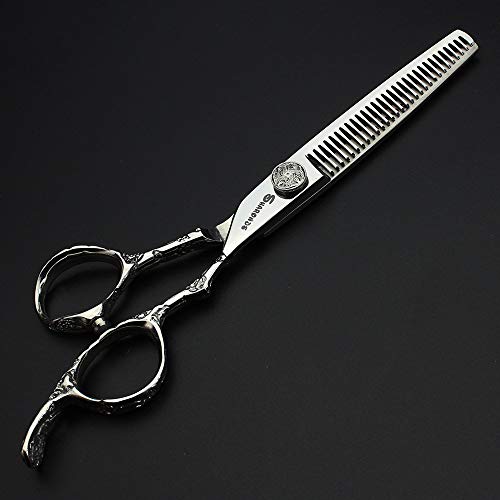 6/7/8-Inch Professional Hair Scissors Haircut Rose Pattern Hair Scissors Styling Tools Japanese Stainless Steel Scissor Set (6-in thinning scissors) 6-inch Thinning Scissors