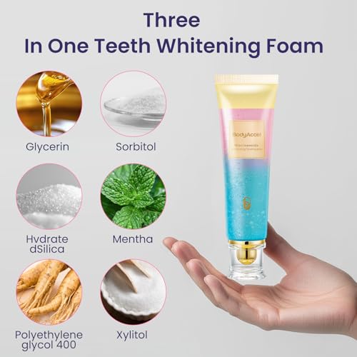 2 Pack BodyAccel Niacinamide Whitening Toothpaste, Triple Whitening Niacinamide Toothpaste, Brightens and Whitens Teeth, Natural Gentle, Fresh Breath 2pack