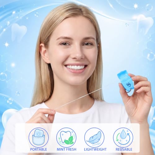 Landical 60 Pcs Mini Dental Floss Keychain Bulk Tooth Shaped Keychain