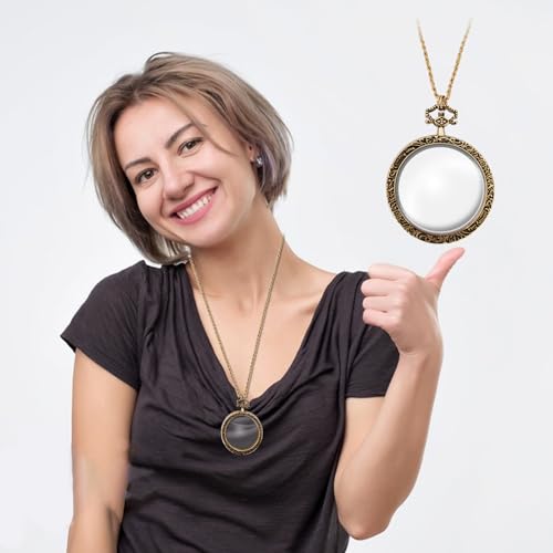 YYHSND 10X Magnifying Glass Necklace Magnifier Necklace Pendant Optical Magnifier with Chain Necklace for Library, Reading, Zooming and Jewelry