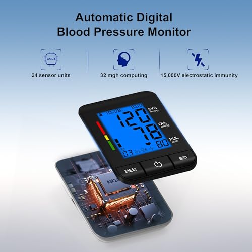 Automatic Upper Arm Blood Pressure Monitor for Home Use with 9-17&13-21 in Blue