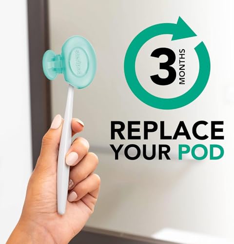 Steripod Clip-On Toothbrush Protector with Peppermint Essential Oils, Keeps Toothbrush Fresh and Clean, Travel Accessories, Fits Most Manual and Electric Toothbrushes, 2 Count (Pack of 5) Teal,grey 2 Count (Pack of 5) Essentail Oil - Peppermint