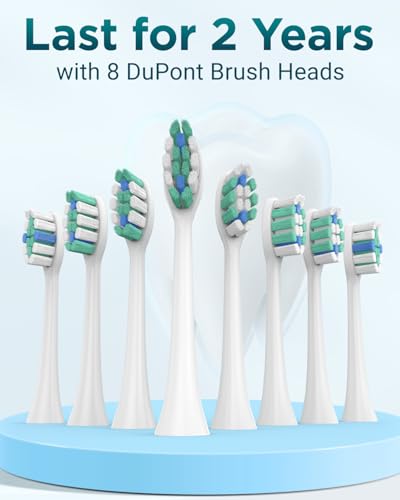 Rtauys S5 Electric Toothbrush Set IPX7 with 8 Brush Heads, Sonic Toothbrush for Adults Rechargeable with Travel Case, 2.5 Hours Charge for 120 Days, 5 Modes with 2 Minutes Built in Smart Timer Blue 1 Count (Pack of 1)