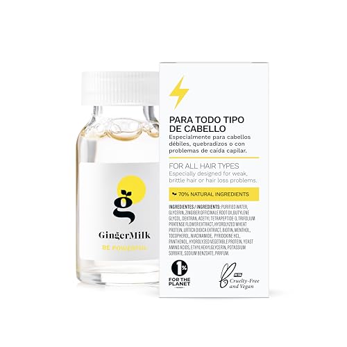Ginger Milk Ampoule for Hair Loss Control with Biotin | Revitalizing Hair Treatment | BE POWERFUL (Pack 6 x 0.5 fl oz) 0.5 Count (Pack of 1)