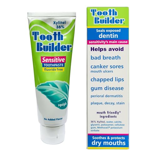 Squigle Tooth Builder Fluoride-Free Xylitol Sensitive Toothpaste 2-Pk Unflavored 4 Ounce (Pack of 2)