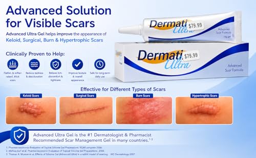 1 Tube (15 Grams) of "Dеr-mаtiх Ultra" Advanced Scar Formula Advanced Silicone Gel for Cosmetic Improvement of Keloids, Surgical, Burn & Hypertrophic Scars.