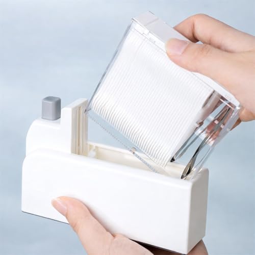 Refillable Dental Floss Pick Dispenser for Home, Press to Dispense Floss Stick Holder, Covered Countertop Storage Box for Compatible Floss Picks, White