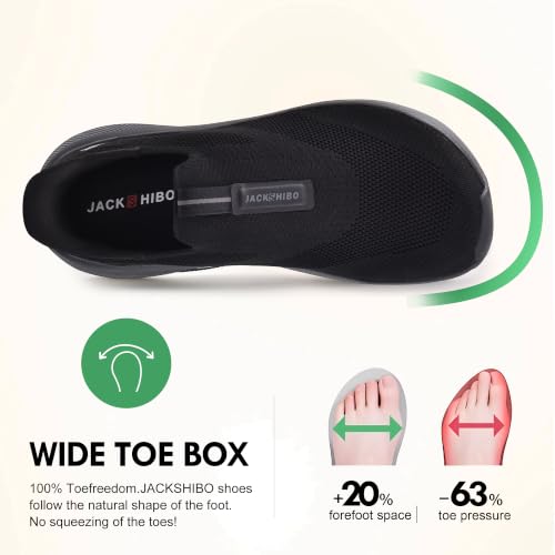 Men Slip in Free up Hands Shoe Wide Toe Box Arch Support Orthopedic Walking 10.5 Wide Slip On-black