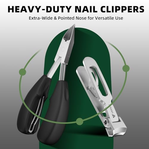Toenail Clippers for Seniors Thick Toenails, Large Toe Nail Clippers for Men Thick Nails with 37mm Wide Opening, Heavy Duty Ingrown Toenail Clippers with Long Handle Sharp Slanted Nail Cutter